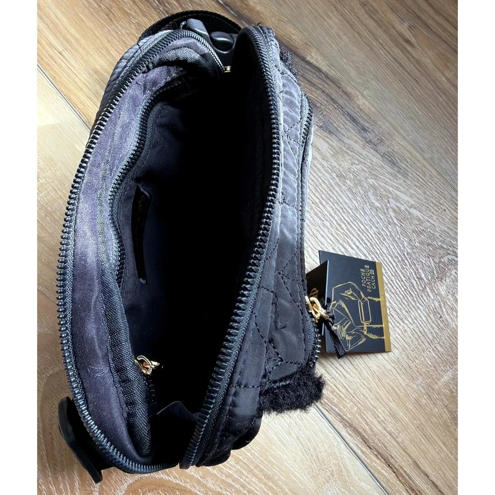 House of Harlow 1960 Black Quilted Belt Bag Crossbody Fanny Pack NWT